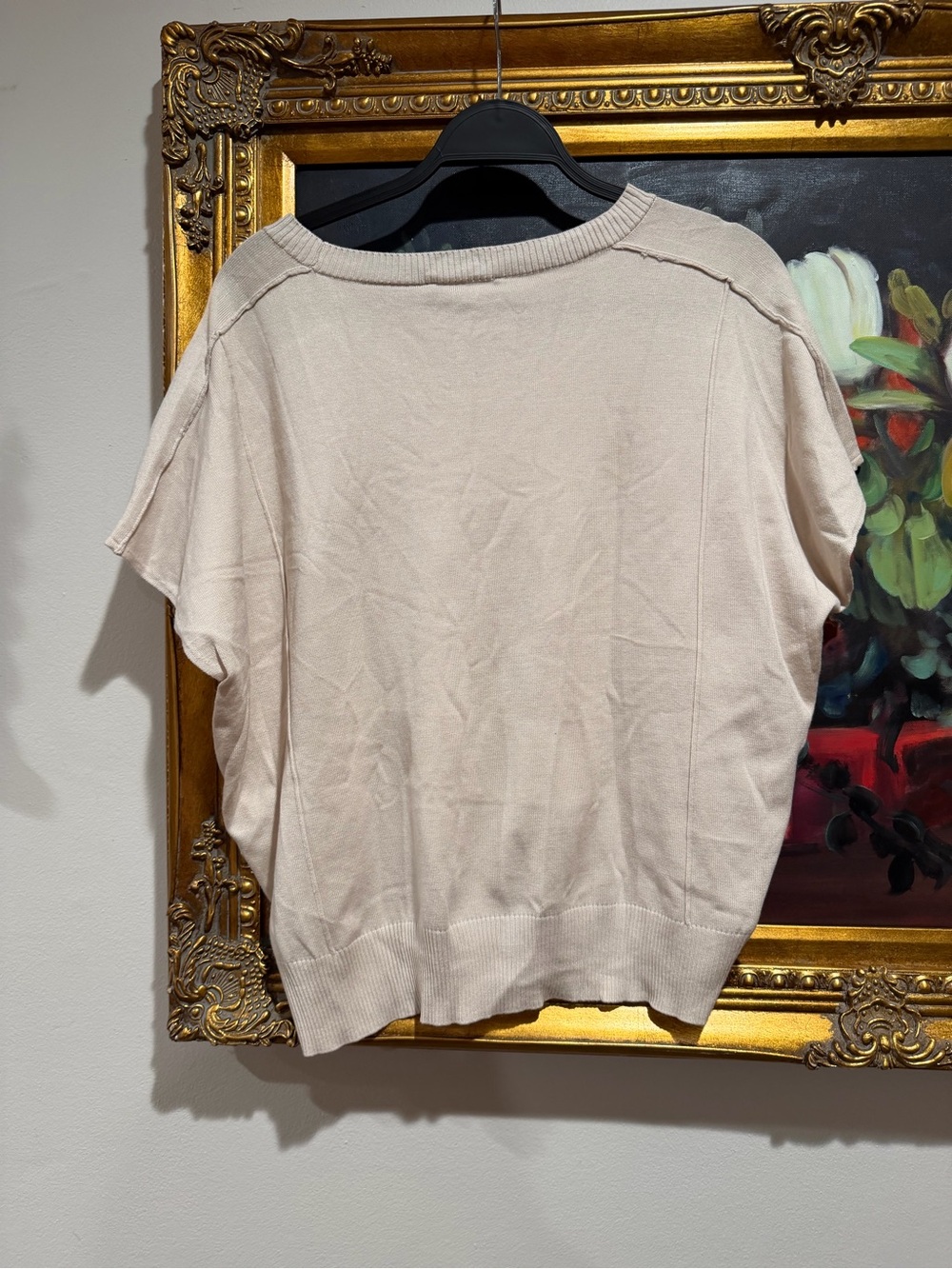 Adrianna Papell Light Cream Short-Sleeve Knit Top - Picture 2 of 6